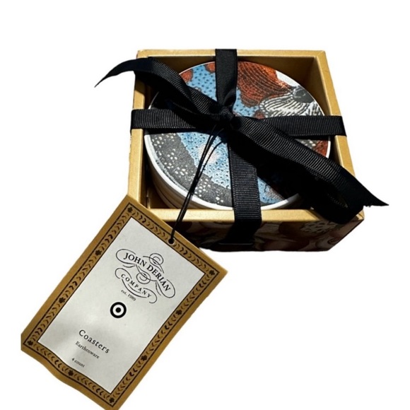 NWT! John Derian Target Earthenware fall turkey coaster set 4pc Thanksgiving - Picture 4 of 6